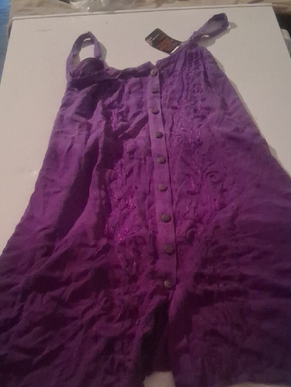 NWT Jackpot Purple Button Front Mini Dress One Size Boho Rayon - Picture 6 of 9